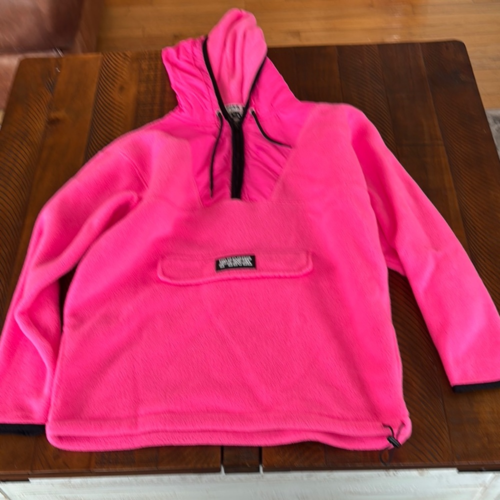 Bright Pink Fleece Pullover Hoodie